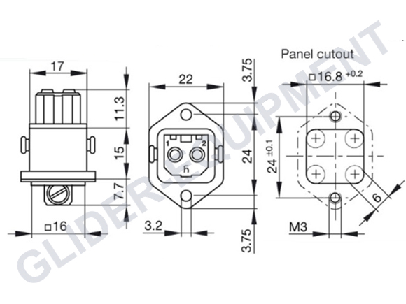 Hirschmann STAKEI 2P chassis connector female [930647106]