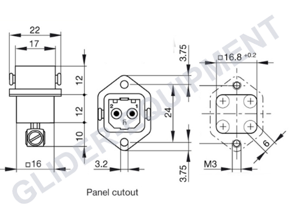 Hirschmann STASEI 2P chassis connector male [930622106]